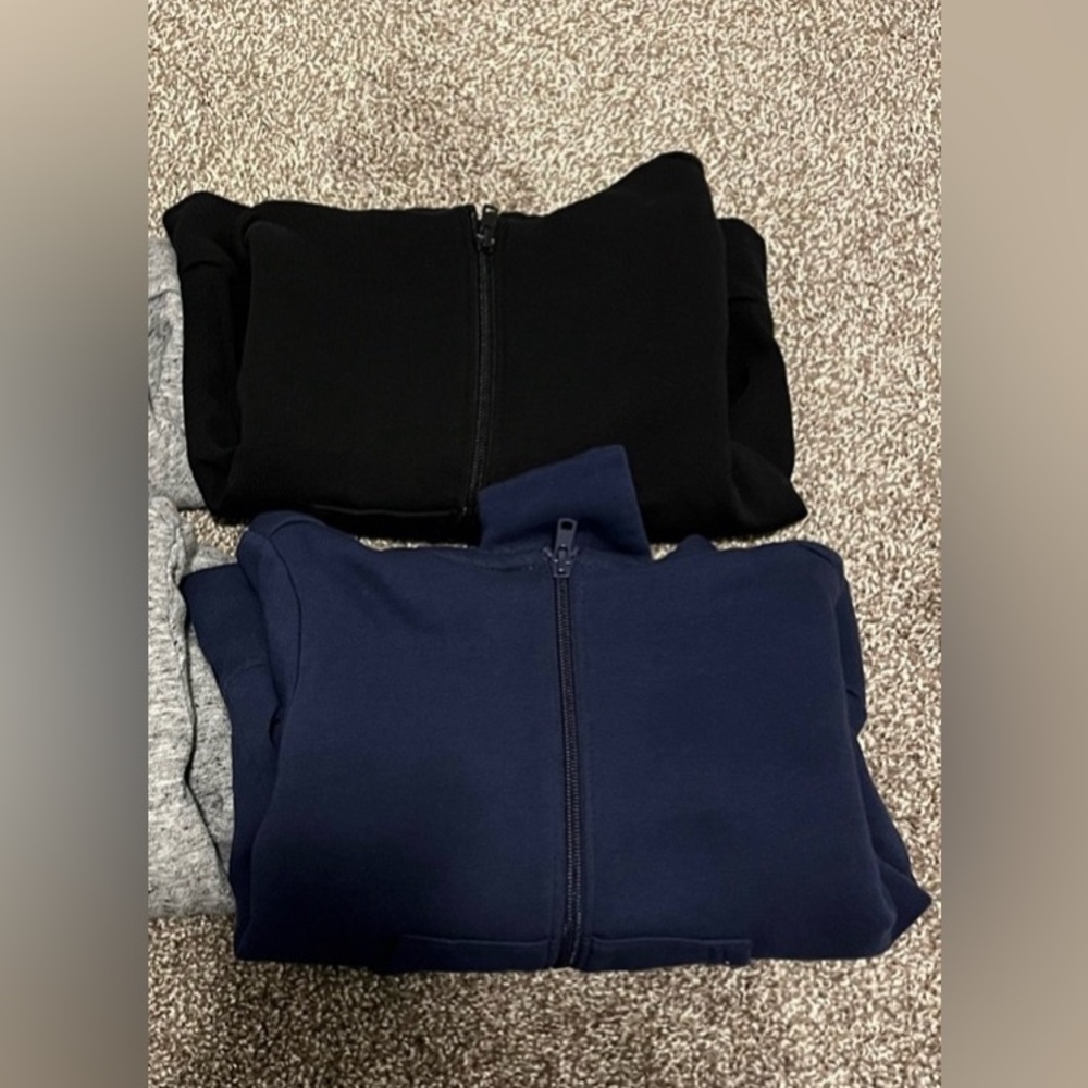 2 Navy Zip-up Hooded Sweatshirts - Size XS (5)